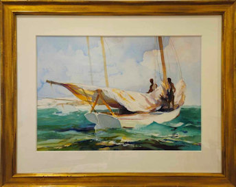 watercolor boat sailing