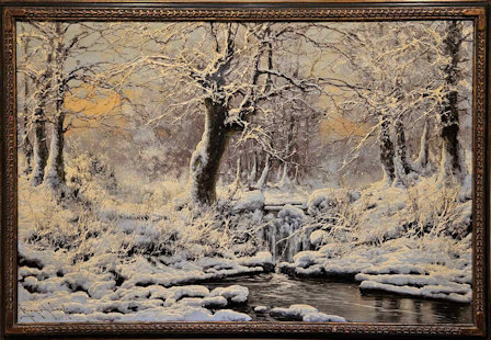 Oil painting snow and trees