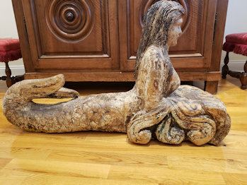 Carved wood mermaid